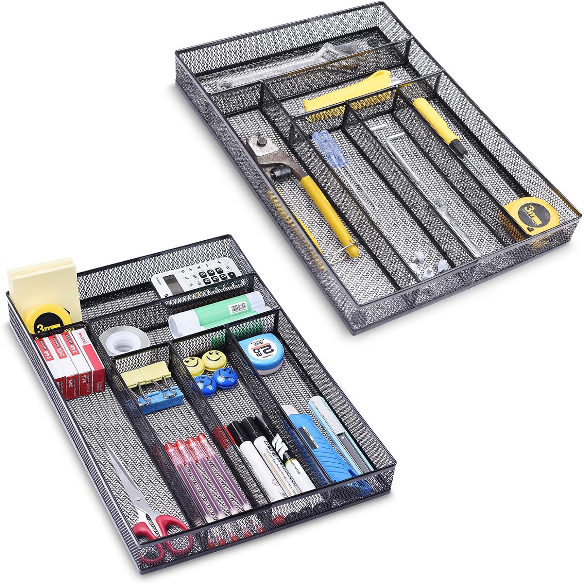 Metal Mesh Kitchen Flatware Organizer Tray with Non Slip Mat J562