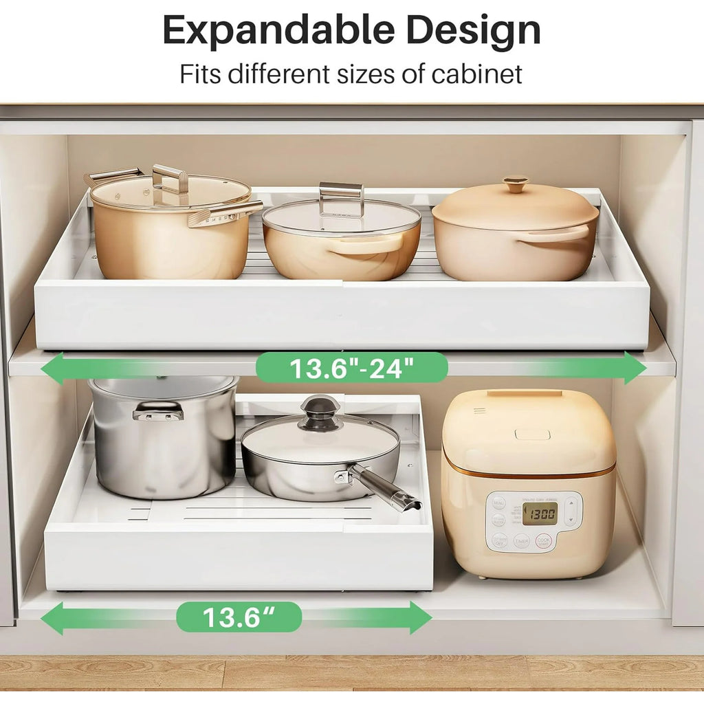 Expandable Pull Out Cabinet Organizer, Heavy Duty Adhesive Slide Out Shelf for Kitchen Pantry L638574