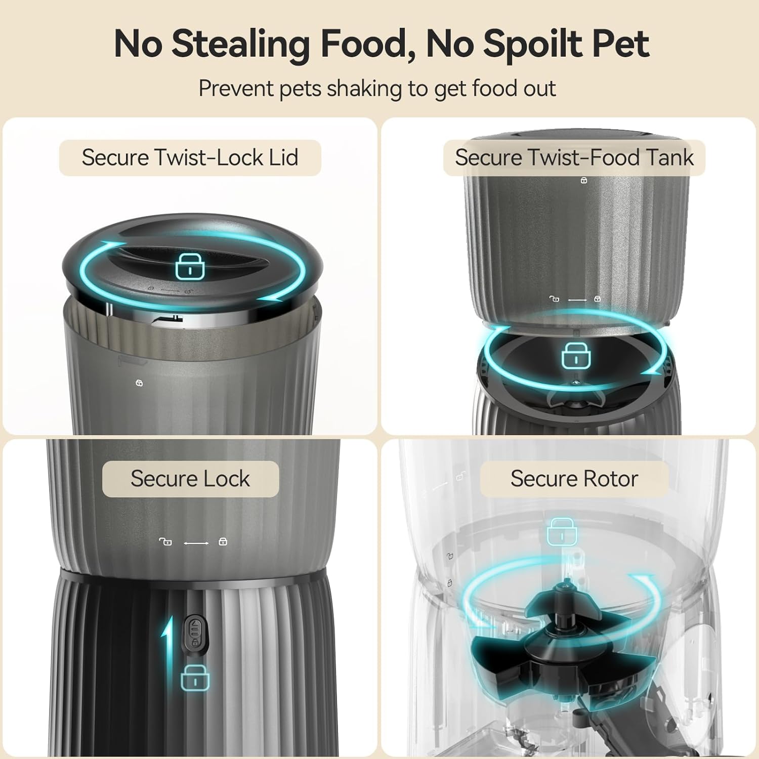 Automatic Cat Feeder, 4L Programmable Pet Food Dispenser Z43718