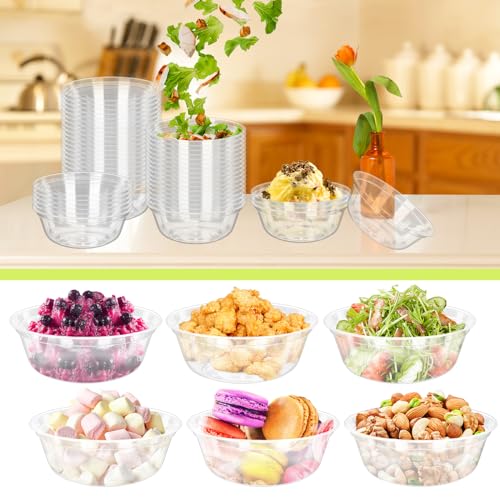 70 Pack Small Clear Plastic Bowls, 14oz Disposable Salad Soup Bowls G238