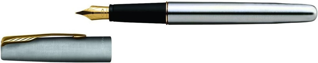 Stainless Steel Gold Trim Medium Point Fountain Pen R500