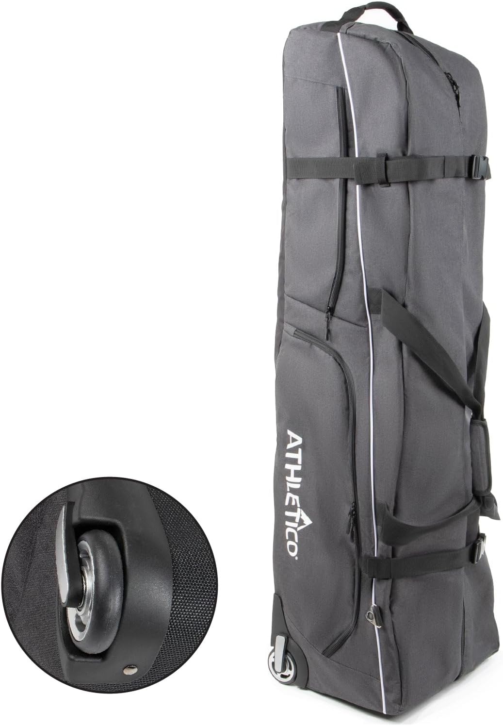 Athletico Ace Wheeled Golf Travel Bag - Heavy Duty Padded Golf Travel Bags with Wheels - Soft-Sided Golf Club Travel Cover Protects Clubs - Waterproof Golf Bag Travel Case - Universal Size