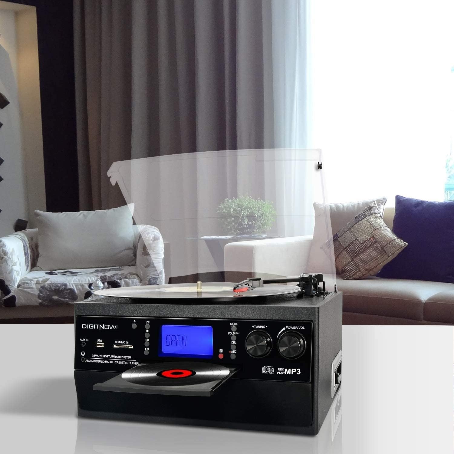 Bluetooth Record Player Turntable with Stereo Speakers, Vinyl to MP3 Converter G307