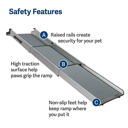Telescoping Pet Ramp for Dogs and Cats, Portable Aluminum, 47-87 in N4903