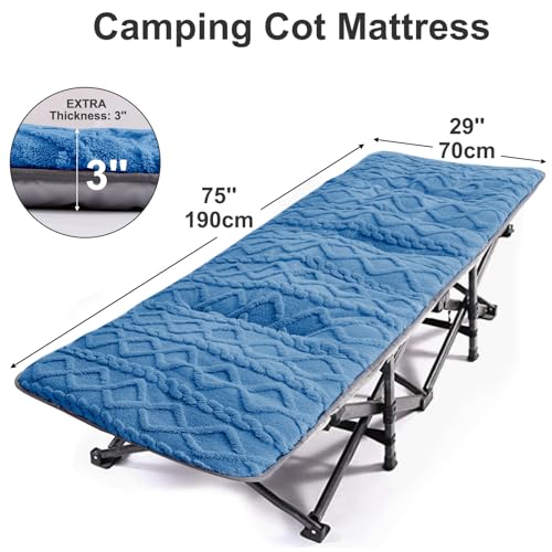 Camping Cot Mattress - Thick Sleeping Pad with Elastic Straps, Portable Outdoor (75" x 28") S97699