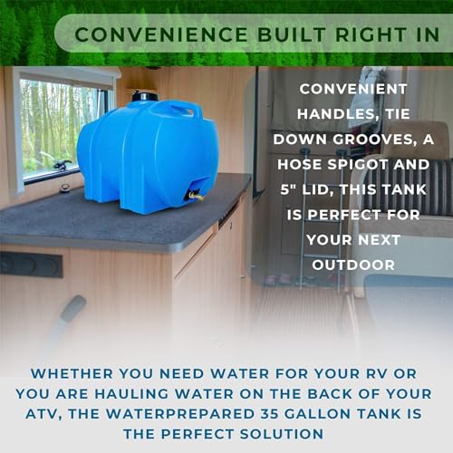 35 Gallon Utility Water Tank with Brass Spigot and Handles Z5644