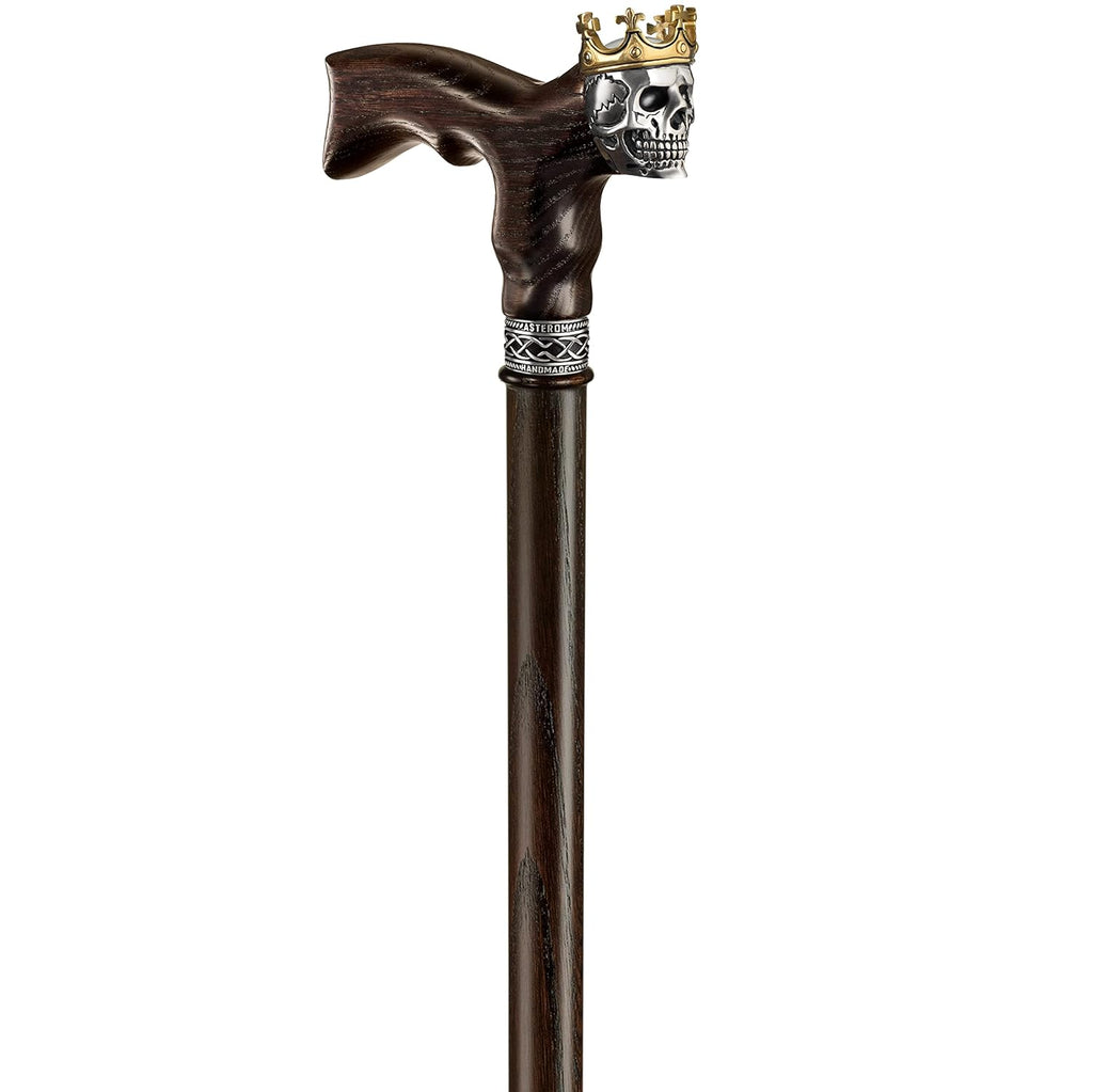 Wood Walking Cane for Men with Skull Handle D63224