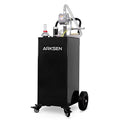 ARKSEN 30 Gallon Portable Gas Caddy Fuel Storage Tank Large Gasoline Diesel Can Hand Siphon Pump with Rolling Flat-Free Solid Rubber Wheels for Boat, ATV, Car, Motorcycle - Black