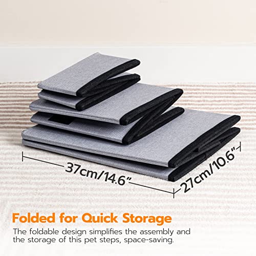Dog Stairs with Storage, Foldable Steps for High Bed or Couch, 3 Steps, Gray H25353