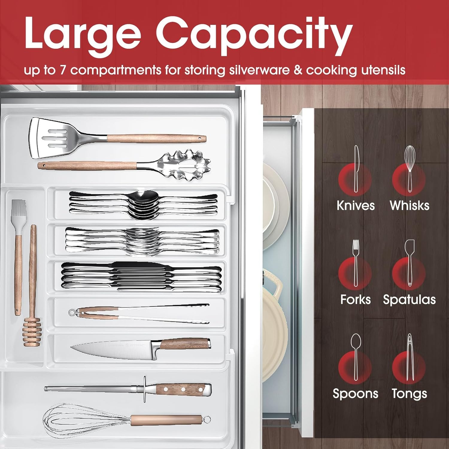 Expandable Silverware Drawer Organizer for Utensils, Cutlery and Storage A607835
