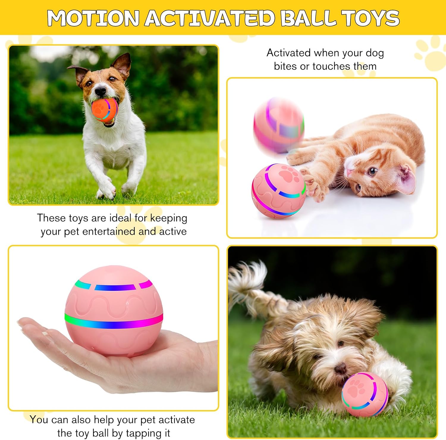 Interactive Dog Toy Ball with LED, USB Rechargeable X866606