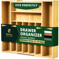 Kitchen Utensil Organizer, Bamboo Drawer Tray with 9 Compartments, Expandable Silverware Holder for Flatware, Cutlery Storage Solution for Drawers, Brown