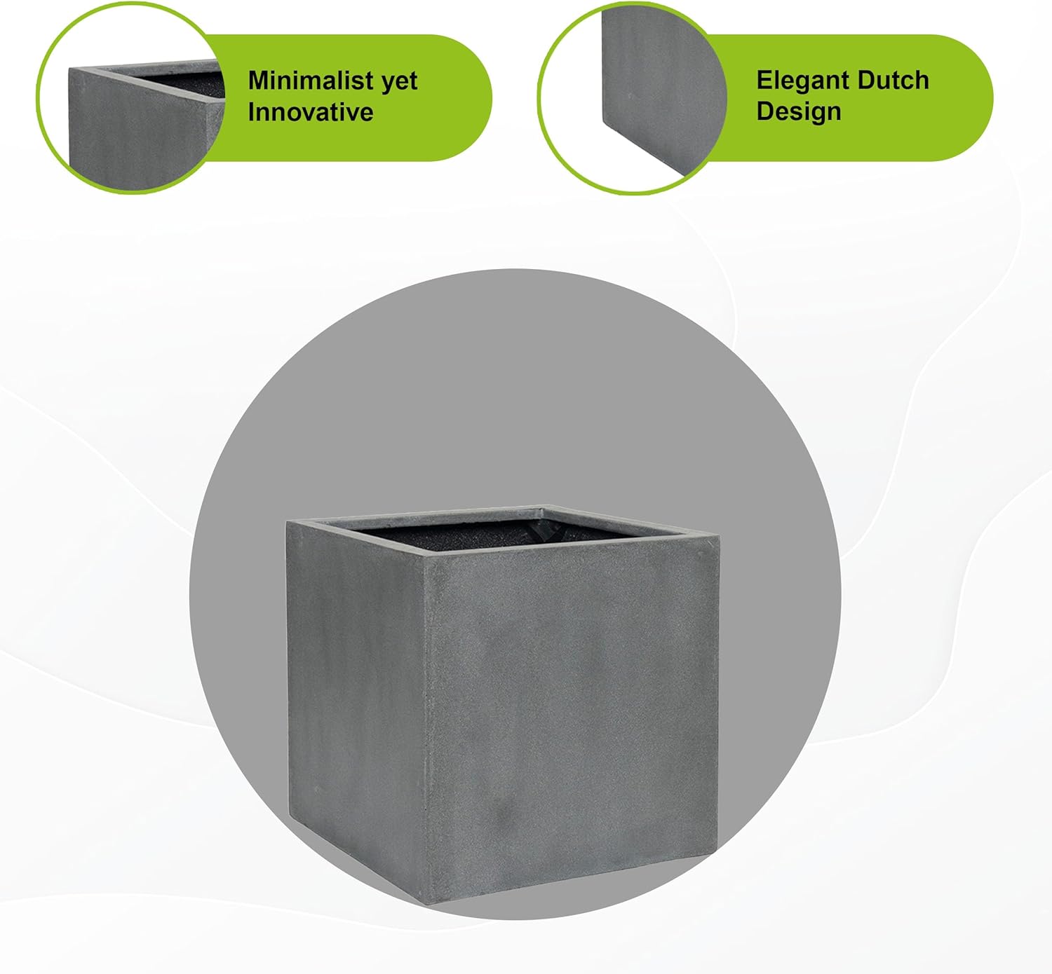 Modern Grey Square Planter, Extra Large, 24 Inch Tall H41411