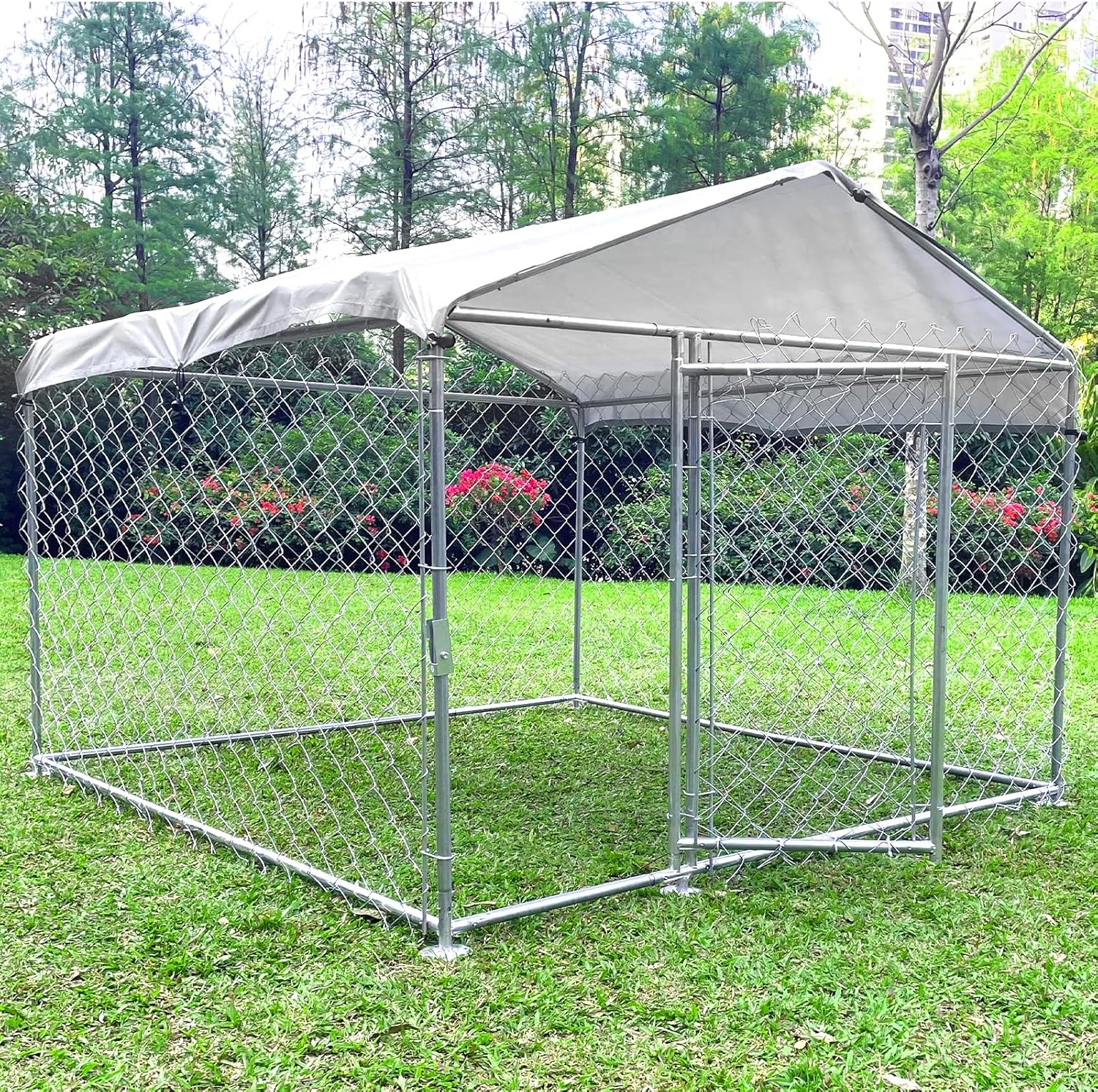 Outdoor Dog Kennel with Waterproof Roof and Lockable Door, 6.5x6.5x5 ft C53000
