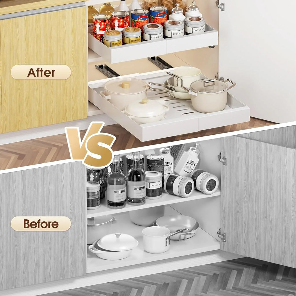 Pull Out Cabinet Organizer, Expandable Slide Out Drawers for Kitchen Storage P8969