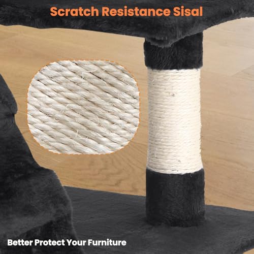 Cat Tower for Indoor Cats with Scratching Posts, Dark Gray N888