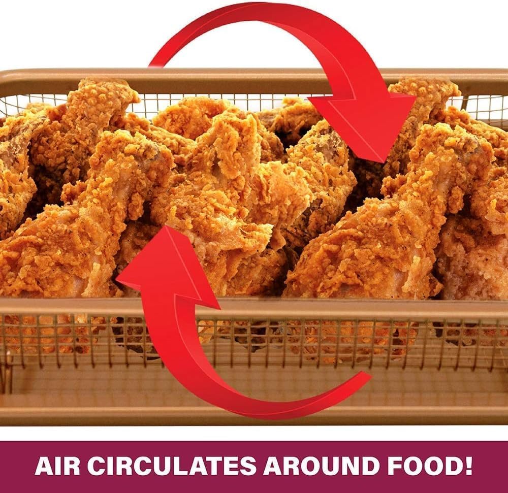 Air Fryer Basket for Oven, 2 Piece Nonstick Tray with Crisper Pan, Dishwasher Safe P686
