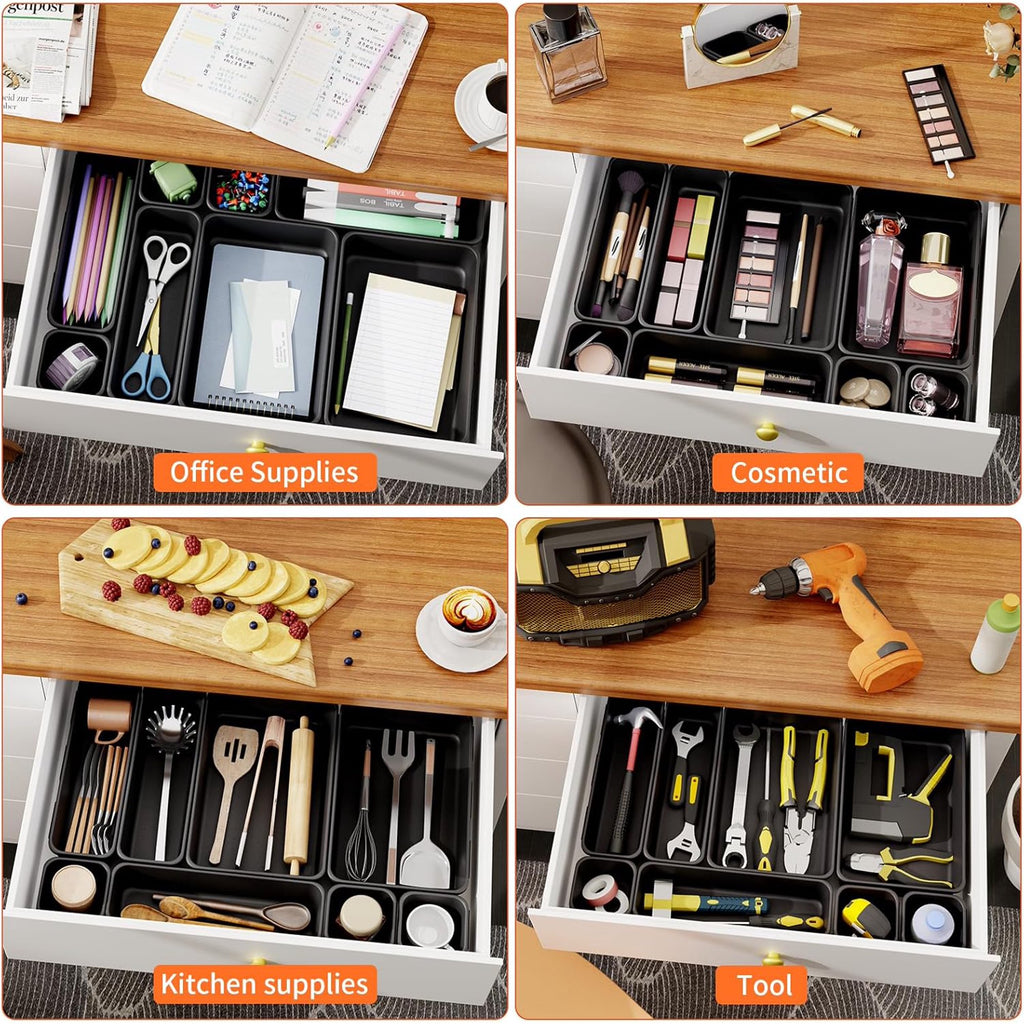 Desk Drawer Organizer Tray, 3 Sizes Plastic Storage Bins D533741