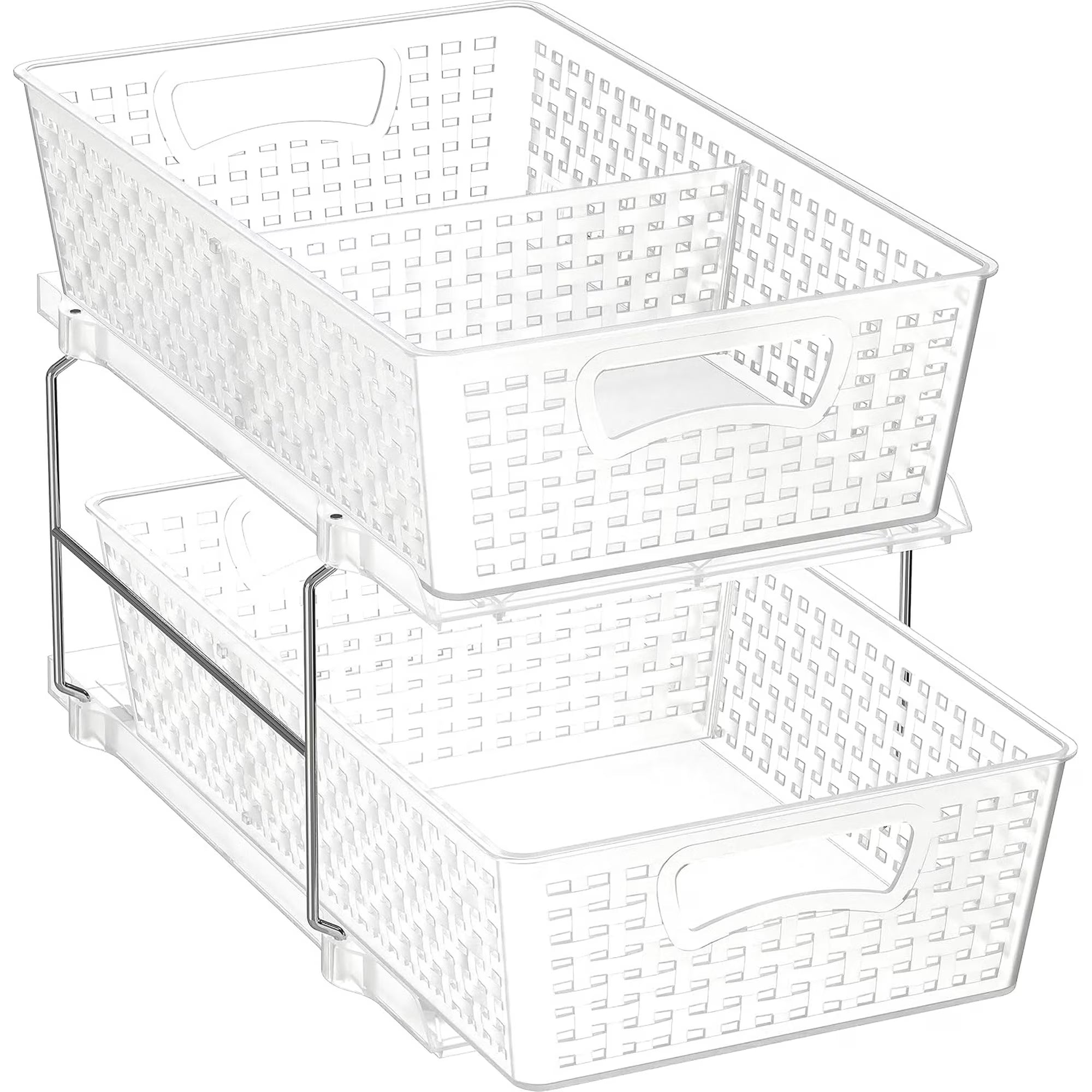 2 Tier Bathroom Organizer Tray Pull-Out Sliding Drawer/Under-Sink Storage