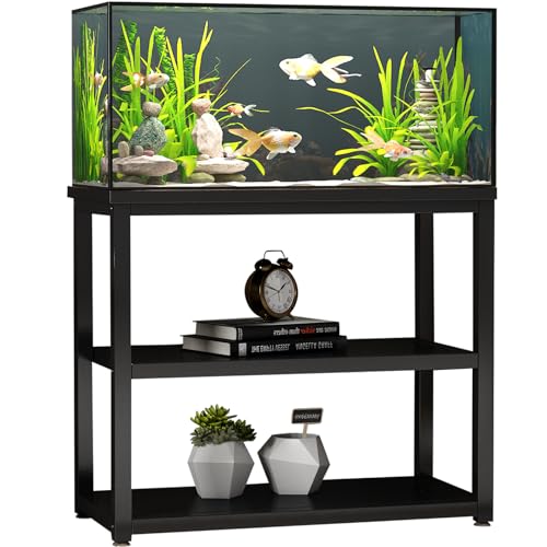 Fish Tank Stand Metal Aquarium Stand 40-50 Gallon, Double Layer Metal with Storage Weight Capacity 760lbs, 31.5 X 27.56 X 17.72 inch, Black