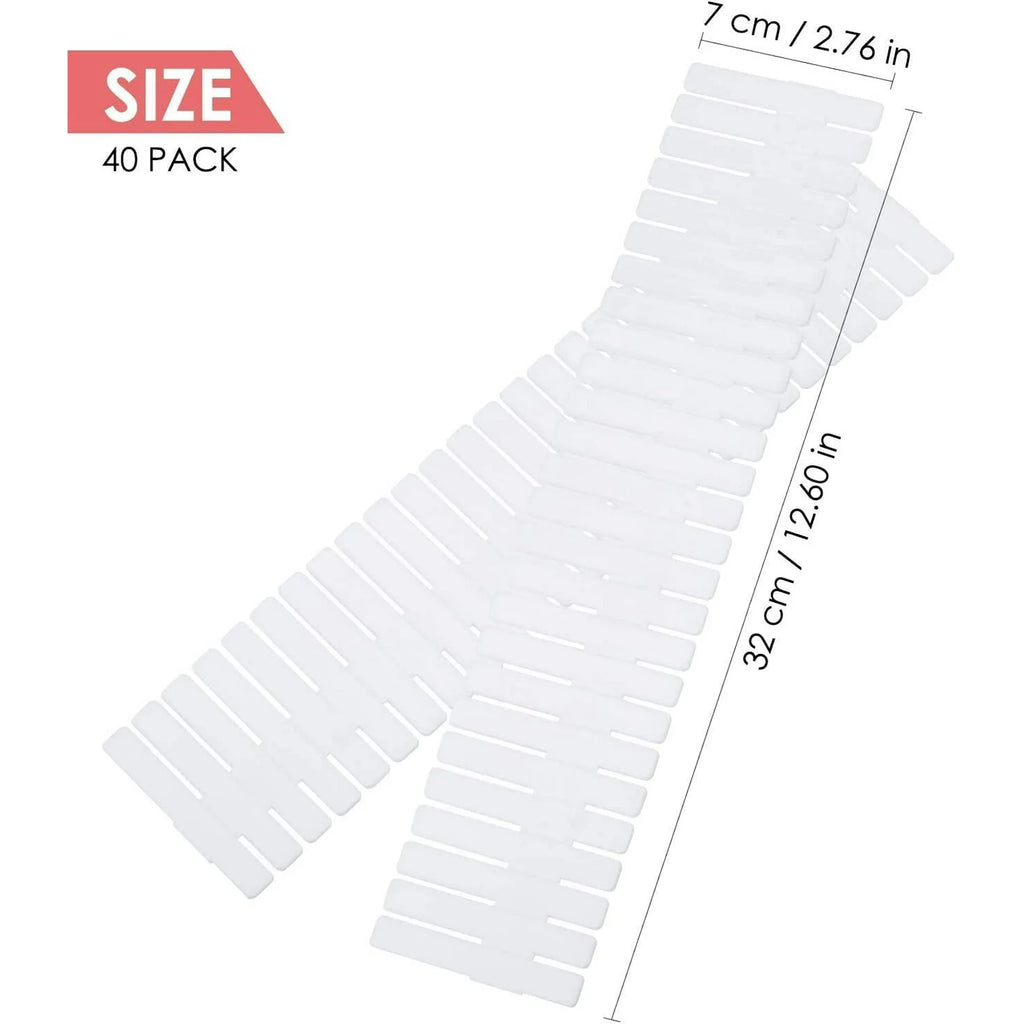 Drawer Dividers Organizer Set for Underwear Socks Makeup, Flexible Partition Tray for Dresser Cabinet Closet, White T240