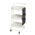 3 Tier Metal Rolling Cart with Table Top, Utility Cart with Wheels & Side Bags, Rolling Storage Cart for Teachers, Art Craft Cart with 4 Hooks for Kitchen Bathroom Office Classroom Pink