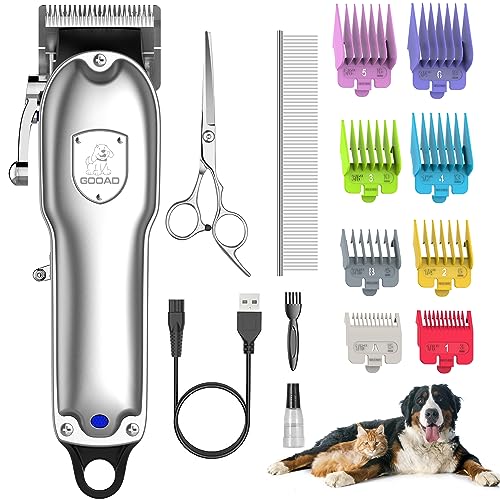 Dog Clippers for Grooming, Dog Grooming Kit, Cordless Dog Grooming Clippers for Thick Coats, Dog Hair Trimmer, Low Noise Dog Shaver Clippers, Quiet Pet Hair Clippers for Dogs Cats