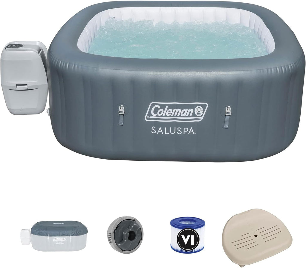 Inflatable Square Hot Tub for 4-6 People with AirJet System, Gray Q827005