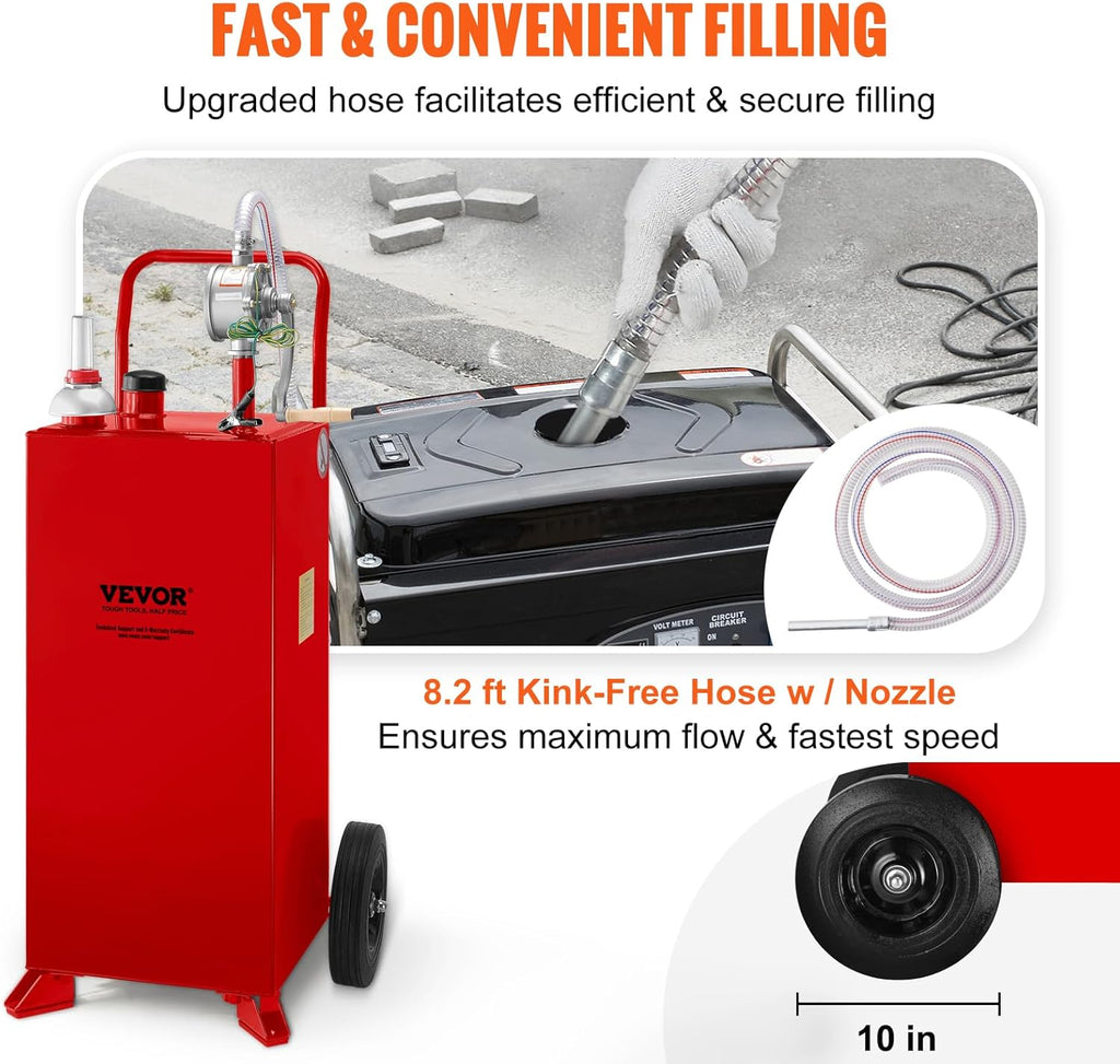 30 Gallon Portable Gas Caddy with Wheels and Manual Transfer Pump L76285
