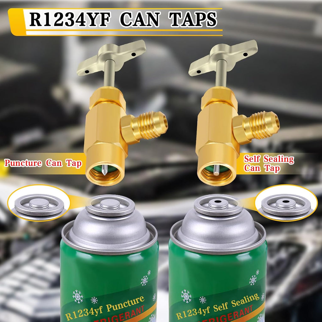 R1234YF Can Tap Valve with Valve Core Removal Tool for Car A/C Refrigerant Refilling O409