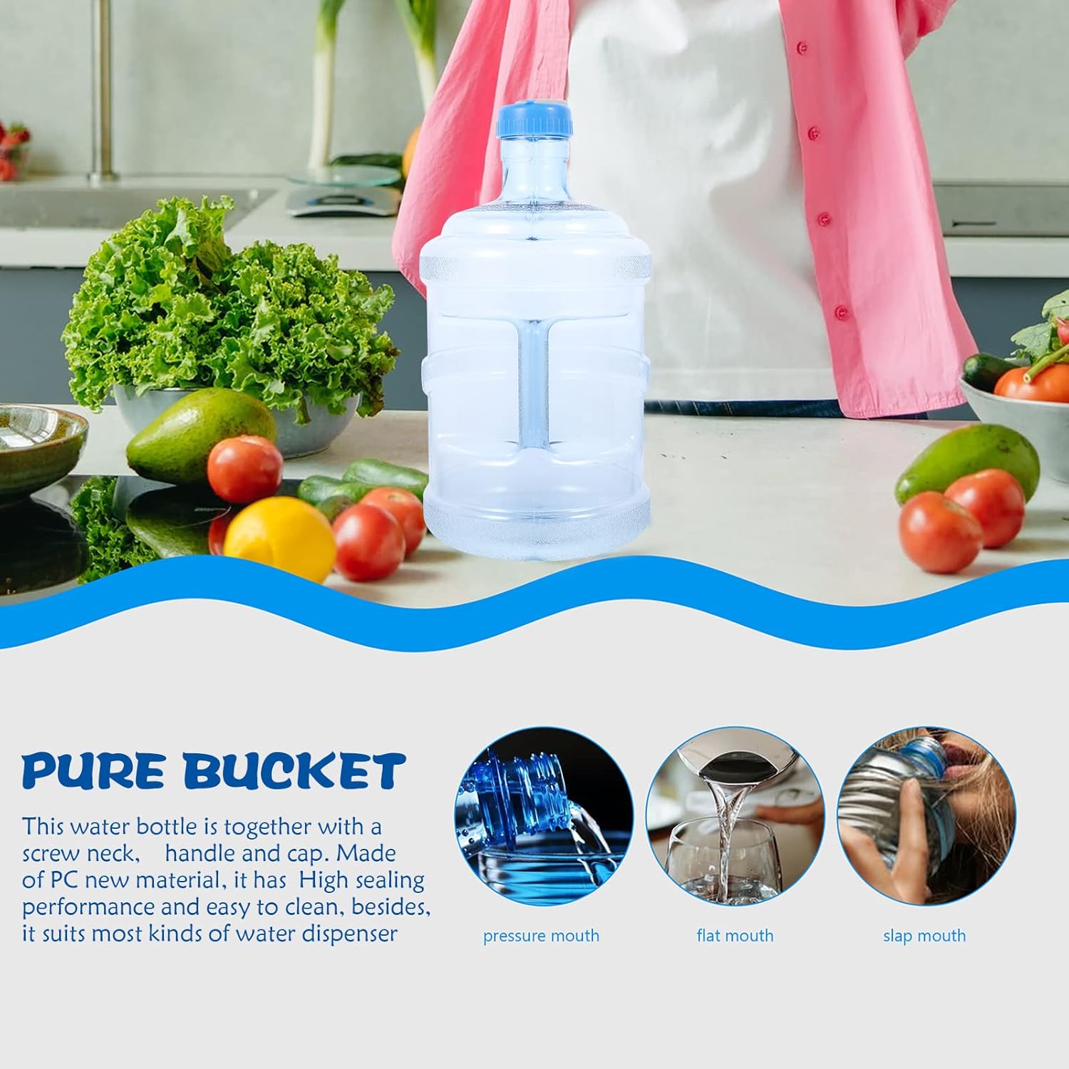 5 Gallon Water Bottle with Cap and Carry Handle N670938