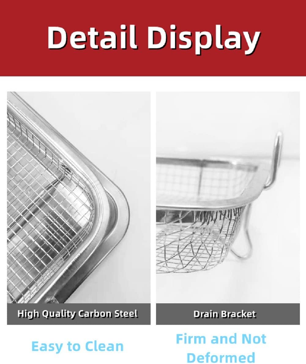 Stainless Steel Air Fryer Basket Set with Crisper Tray and Grease Catcher D725203