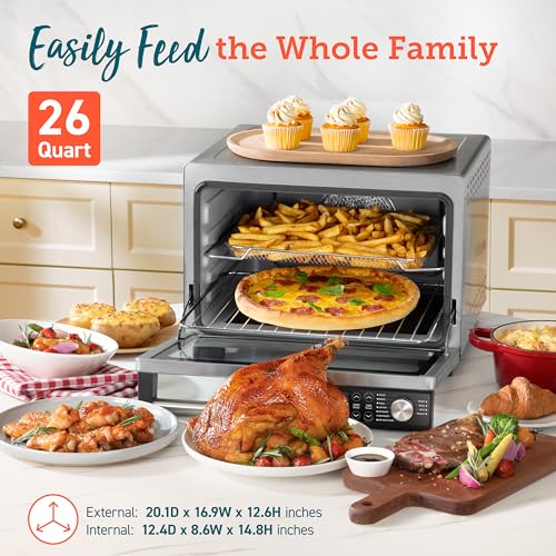 13-in-1 26-Quart Ceramic Air Fryer Toaster Oven Combo with Splatter Guard S725392