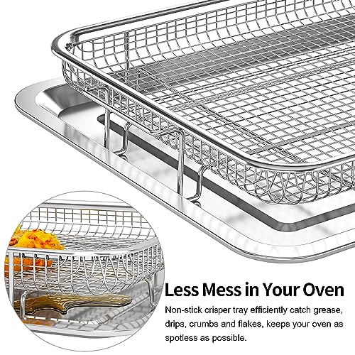 Air Fryer Basket and Tray Set, Extra Large Stainless Steel Crisper Tray for Oven O3324