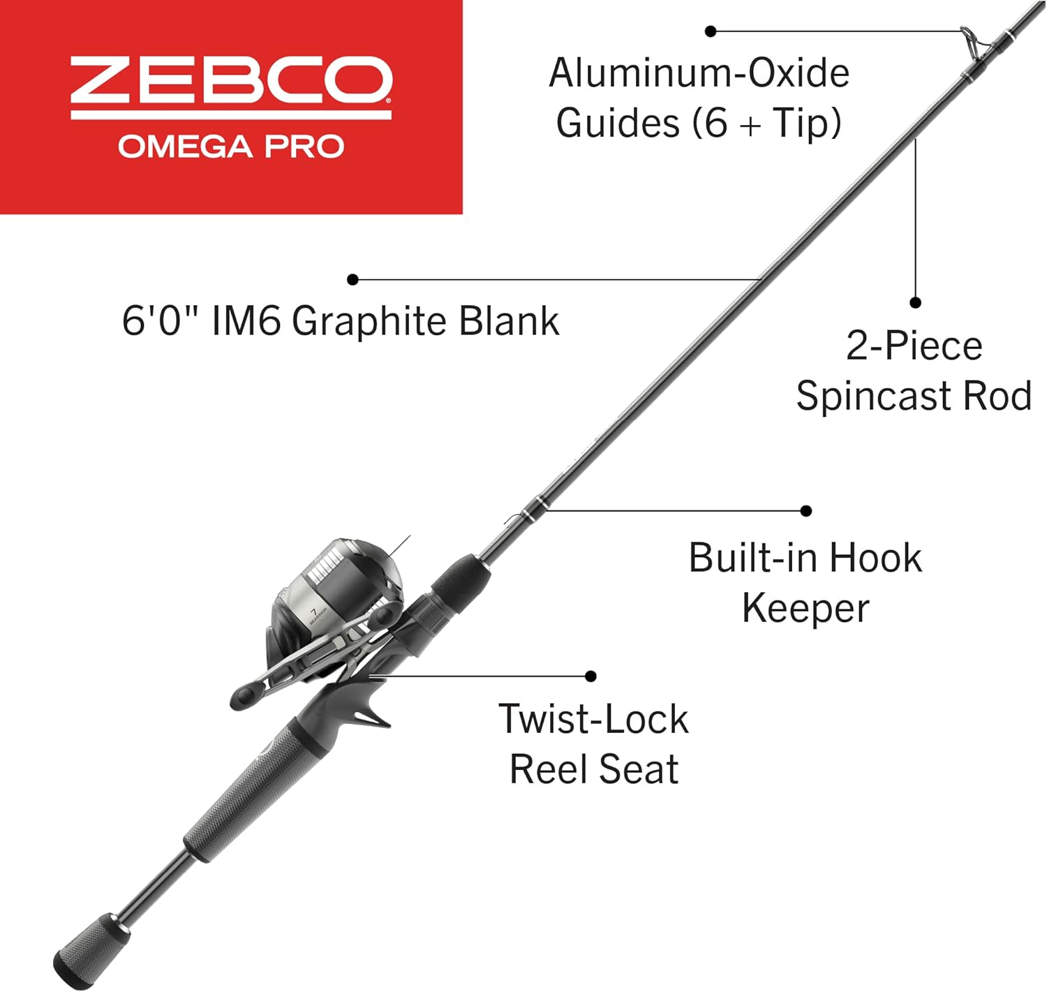 Spincast Reel and Fishing Rod Combo, IM6 Graphite Pole, Size 30 Reel G306171