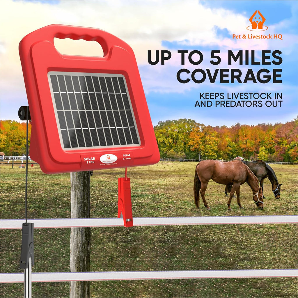 Solar Electric Fence Charger 5 Mile for Livestock G633474