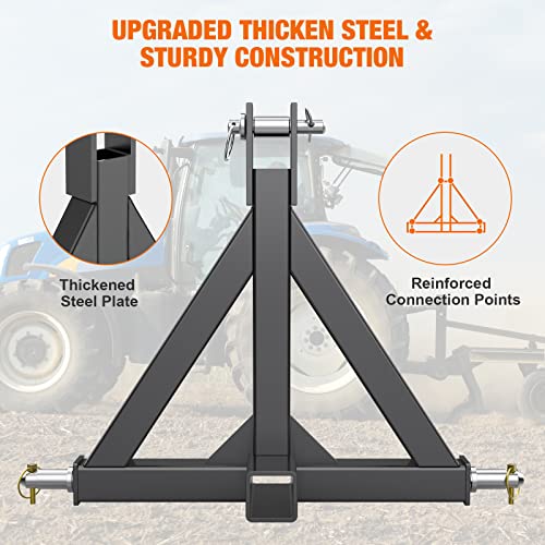 2" Trailer Hitch Receiver Orange for Category 1 Tractors, Heavy Duty Towing Drawbar Attachment N79187