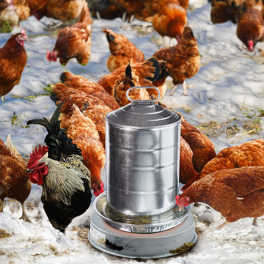 Heated Base for Poultry Waterer, 125W Winter Deicer for Metal Founts W41363