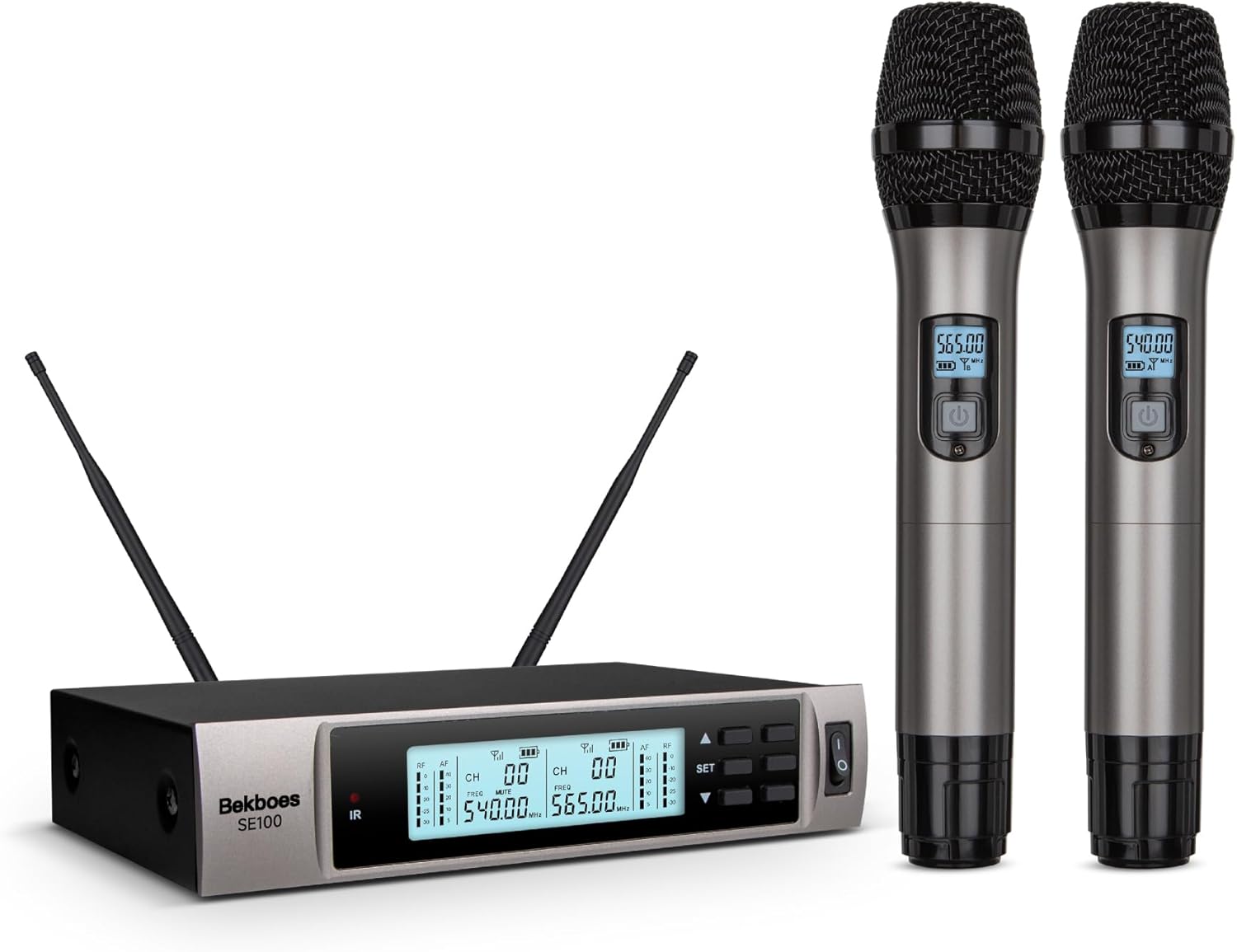 Professional Dual Dynamic Handheld UHF Wireless Microphone System, Wireless Handheld Microphone, 492ft Range for Home Karaoke/Meeting/Party/Church/Wedding SE1