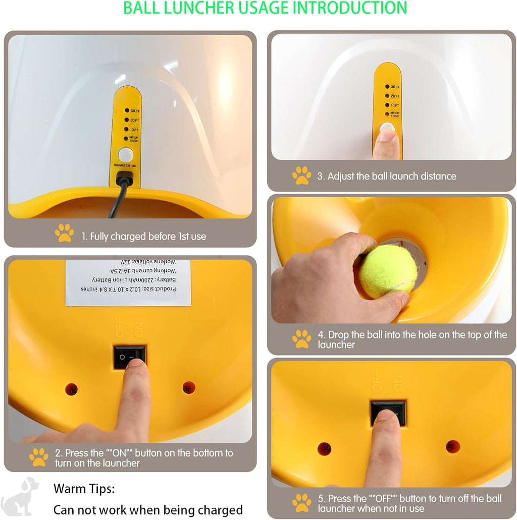 Automatic Dog Ball Launcher with 12 Tennis Balls, 10-30ft Throw Distance C6640