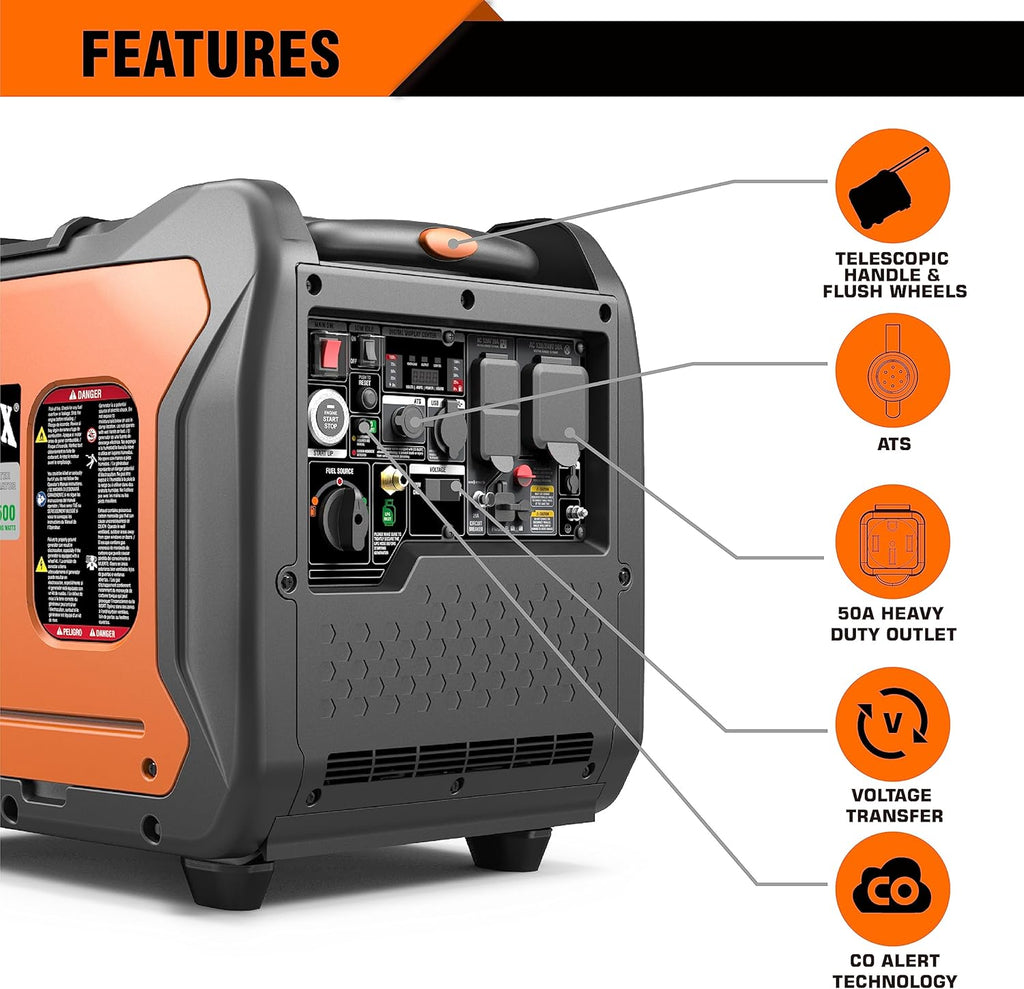 Portable Generator 7250W Dual Fuel Quiet Remote Electric Start Y357547