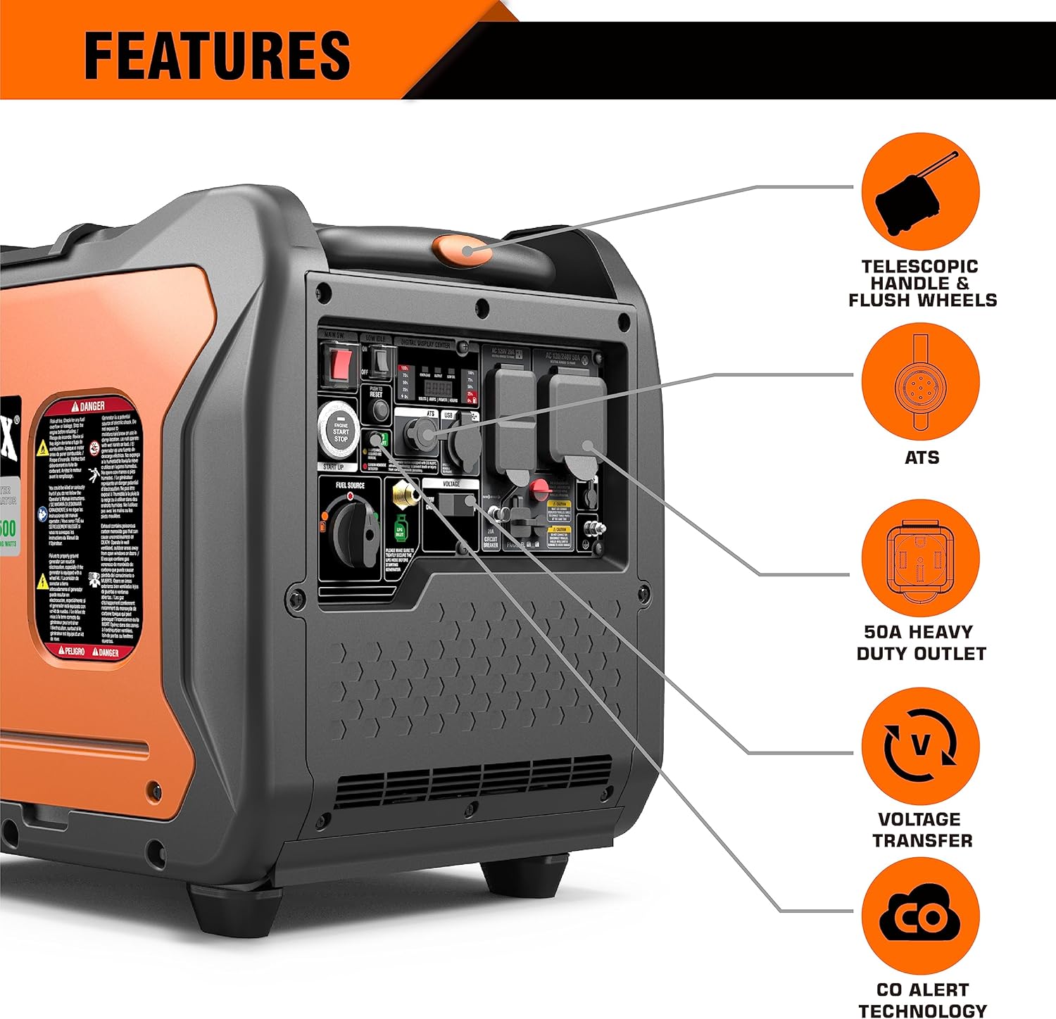 Portable Generator 7250W Dual Fuel Quiet Remote Electric Start Y357547