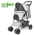 Pet Stroller Foldable Dog Cat Carrier Strolling with Brake, 120 ̊ Canopy, Cup Holders and Bottom Storage Space with 4 Wheels