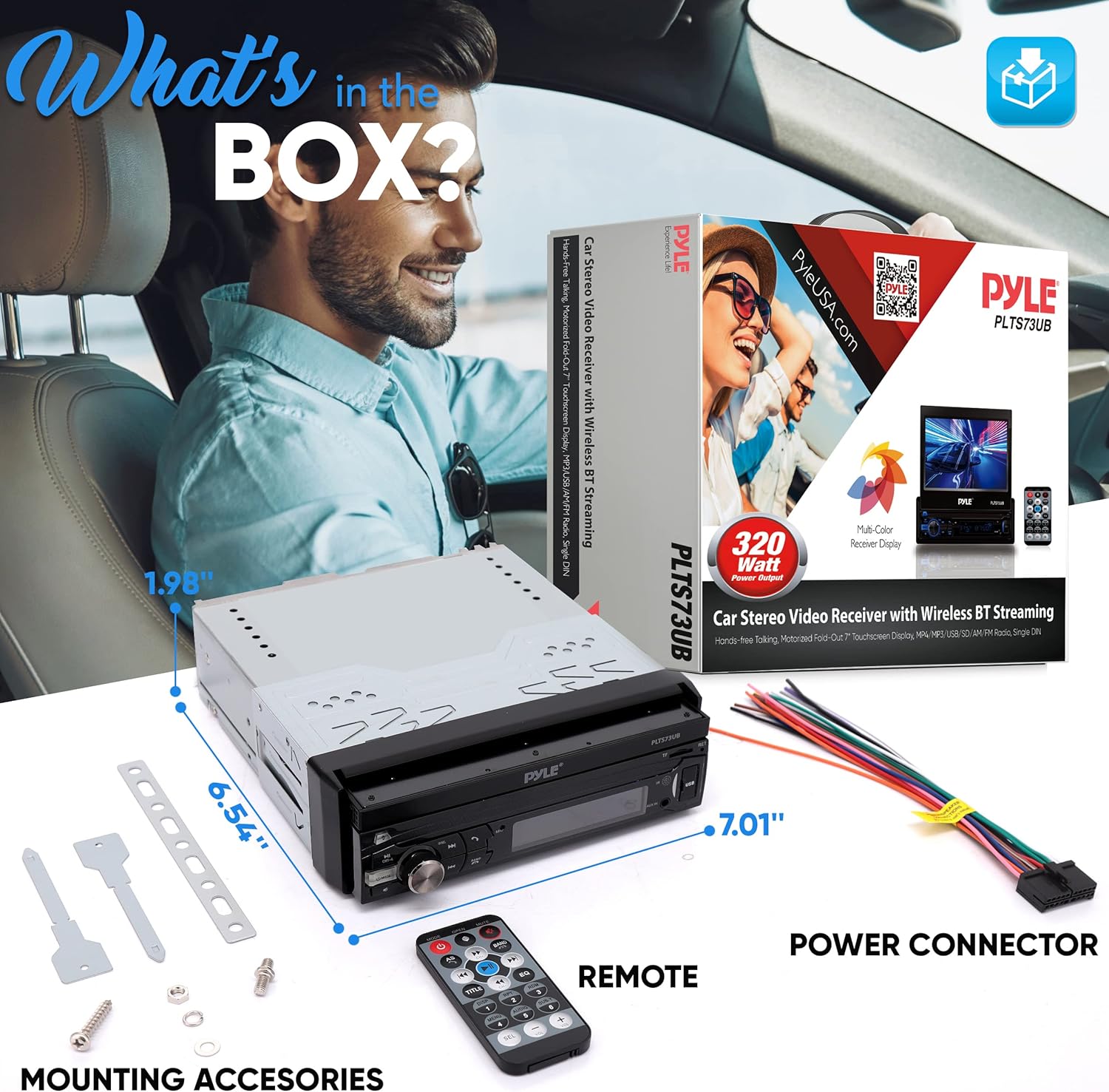 Car Stereo Video Receiver with 7" Touchscreen, Bluetooth, USB, SD, AM/FM Radio V542