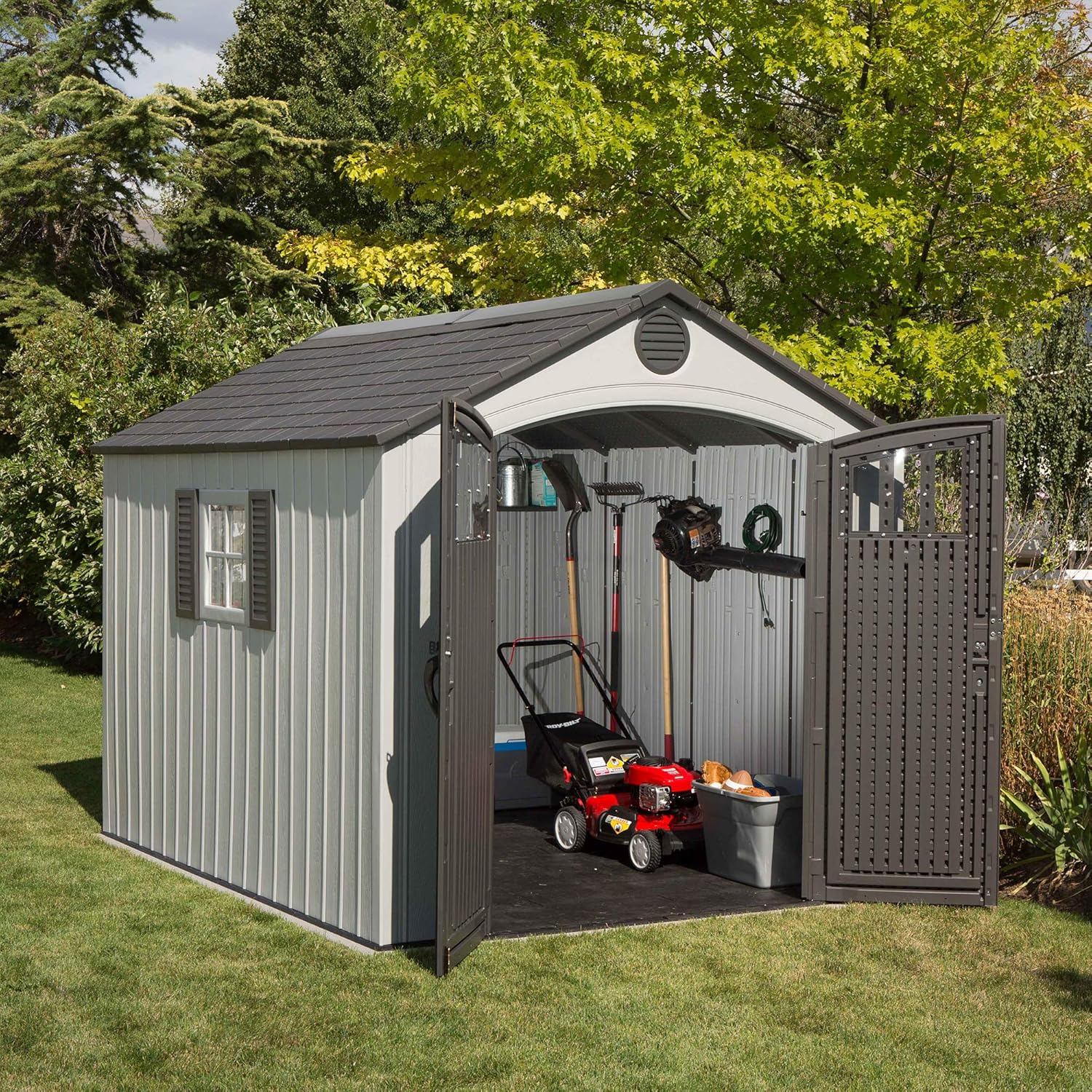 Outdoor Storage Shed 8 x 10 Ft, Gray E449650