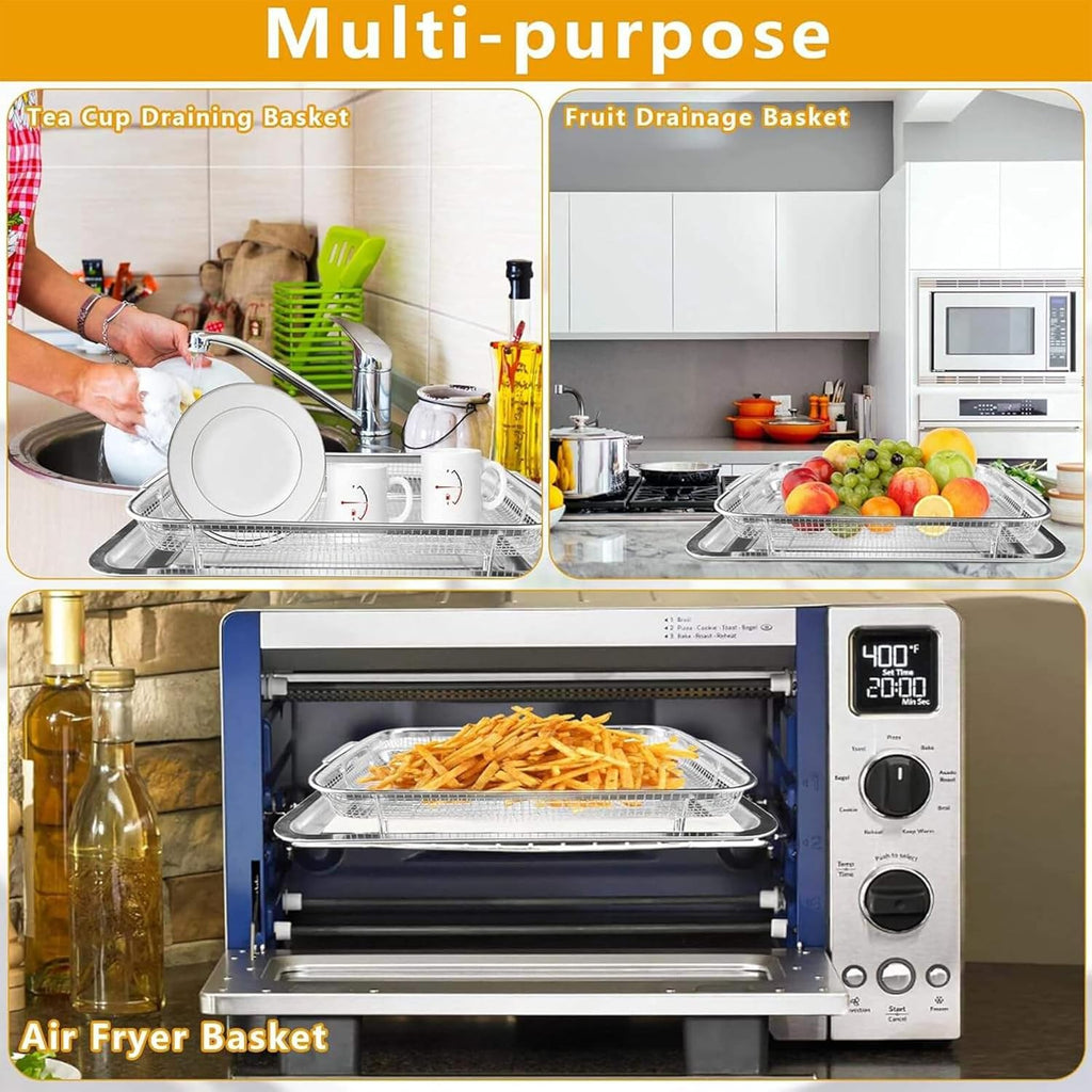 Stainless Steel Air Fryer Basket and Tray Set for Oven P788