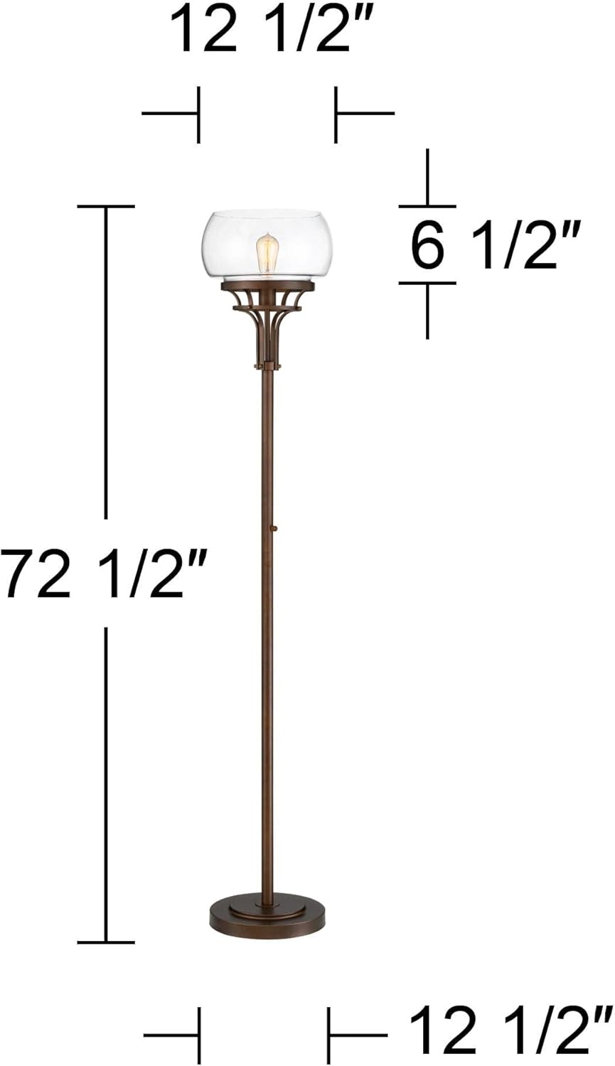 Modern Industrial Floor Lamp with Clear Glass, 72.5" Tall A635644