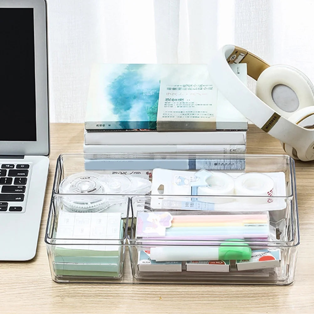 Desktop Storage Box with Dividers, Clear C626