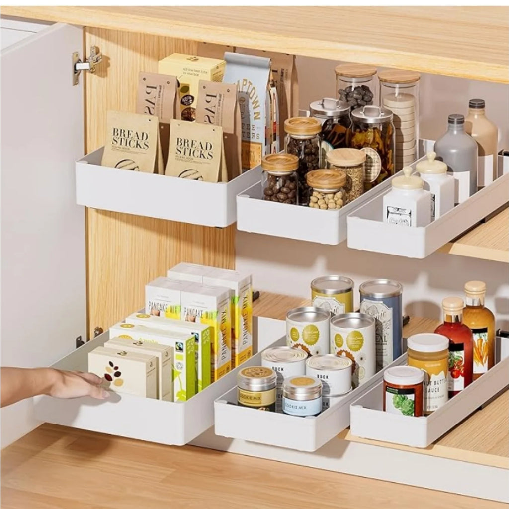 Pull Out Cabinet Organizer, 3 Pack, Slide Out Drawer for Kitchen Storage V614