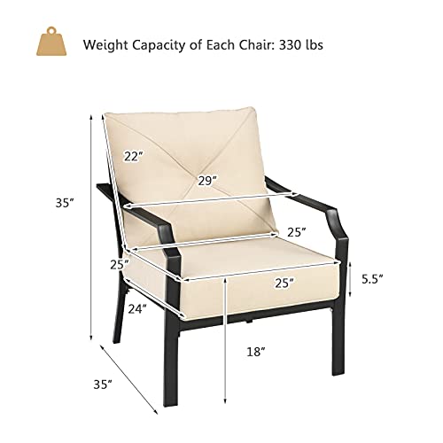 Set of 2 Patio Chairs with Padded Cushions, Outdoor Armchairs U342887